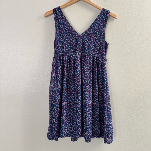 American Eagle Babydoll Heart Blue Purple Sleeveless Empire Waist Mini Dress - Picture 6 of 7